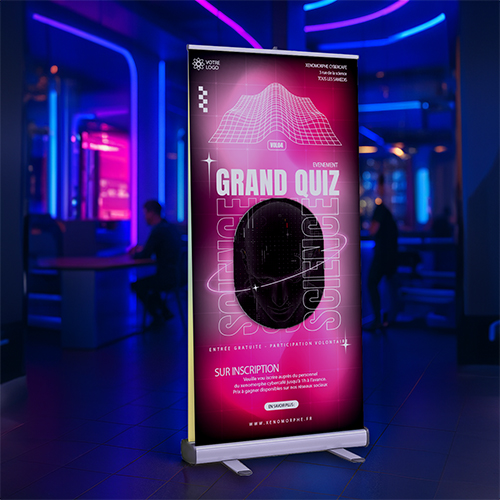 Exemple de roll up dans un cyber café pour un quizz